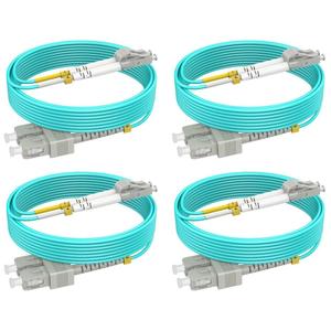 LC to SC Multimode Fiber Patch Cable, 6ft/2m-4 Pack OM3 Fiber Cable, Options 3ft~30ft, 10G, Duplex,