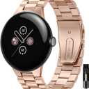 Miimall Metal Band Compatible for Google Pixel Watch 4(2025)/3 45mm 41mm Band, No Gap, Men Business Stainless Steel Adjustable Wristband Replacement Strap for Pixel Watch 4/3/2/1