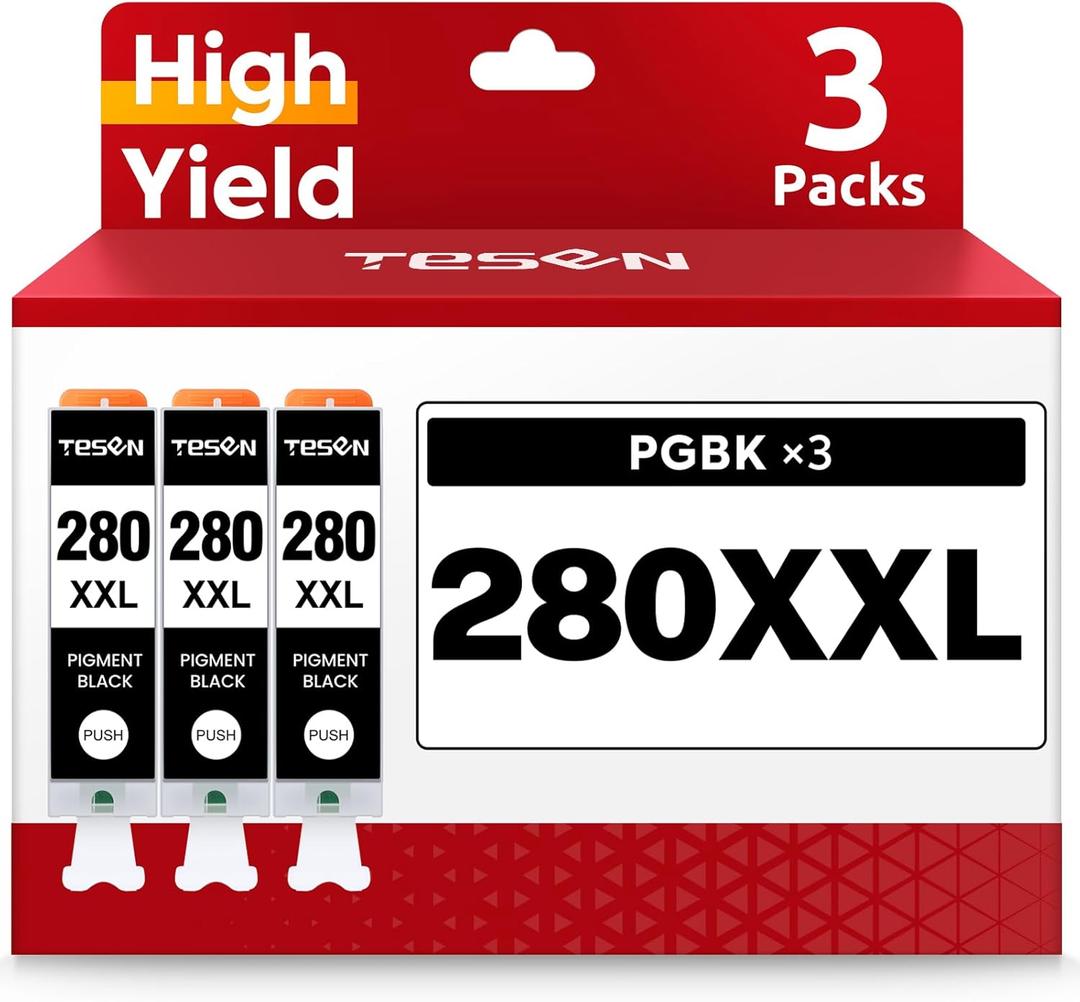 TESEN Compatible 280XXL 281XXL Ink Cartridge Replacement for Canon 280 281 XXL PGI280XXL CLI281XXL Use with PIXMA TR8520 TR8620 TS6220 TS6320 TR7520 TS6120 TS9120 TS8120 Printer, 3 Pack Black PGBK Set