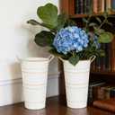 10" Tall Flower Buckets Metal Vase - Pack of 5 Rustic Farmhouse Centerpiece Vases for Table with Handles, Wedding Home Table Decor, Farmhouse White Flower Bar Bucket Holder