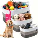 3Pack Storage Basket Set (S/M/L), Rope Basket with Handles, Machine Washable, Dog Toy Bin for Pet Toy Storage, Toys Nursery, Home Storage, White, Brown