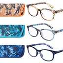EYEGUARD Reading Glasses 3 Pack Quality Fashion Colorful Readers for Women +4.50