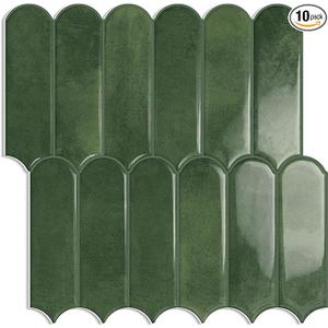 Green Peel and Stick Backsplash Tile 12"x12" Kitchen Self-Adhesive Wall Tiles (10-Sheet)