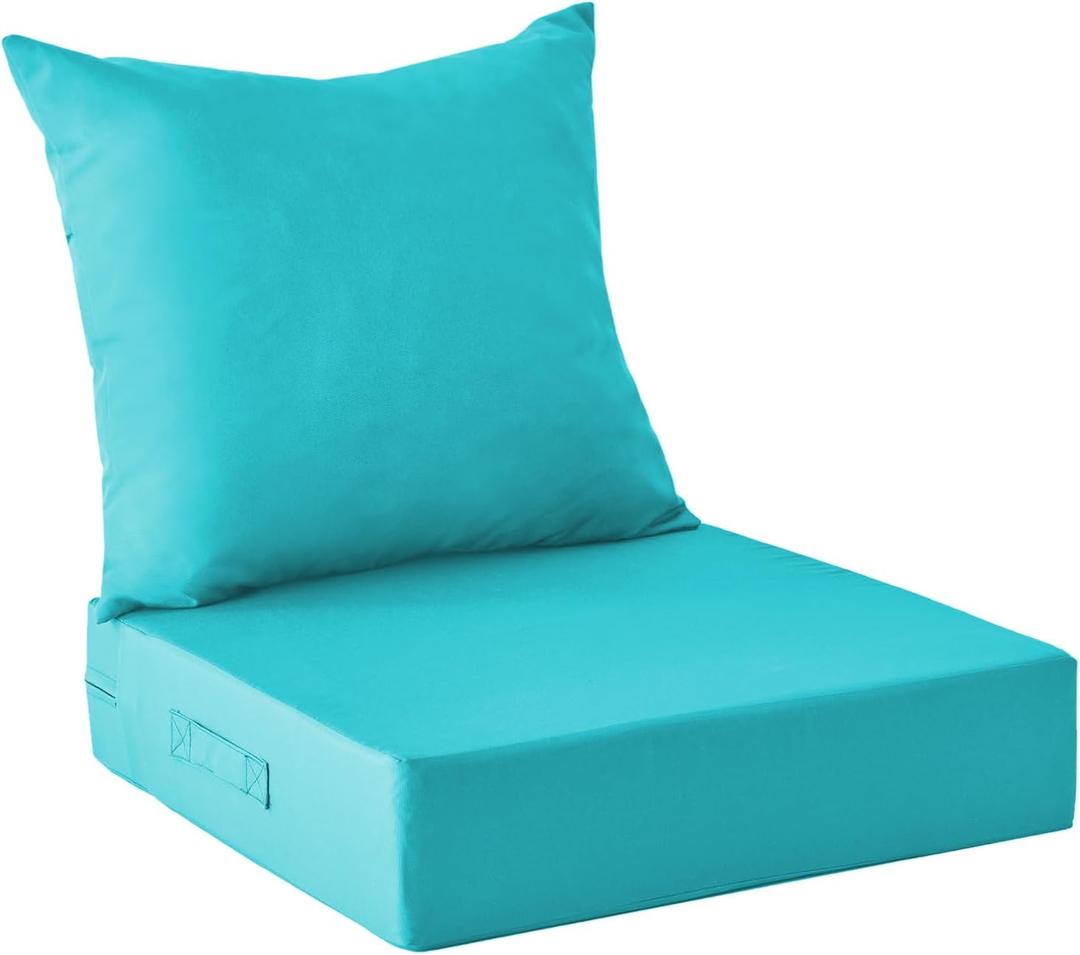 IPYNBAP Outdoor Cushions for Patio Furniture,Outdoor Seat Cushion Set 24 x 24 x 4 Inch,Waterproof & Fade Resistant Outdoor Chair Cushions,Deep Patio Chair Cushion with Removable Cover,Teal (24*24+4/25*22.5")