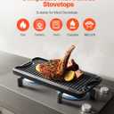VEVOR Reversible Grill/Griddle, 20x10 inch Pre-Seasoned Cast Iron Griddle, Portable Rectangular Pan with Handle, Family Cookware for Indoor/Outdoor Stove Top Burner, Gas, Camping BBQ, Black