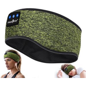 MUSICOZY Sleep Headphones Bluetooth Headband 5.4 Wireless Headband Headphones for Sleeping for Side Sleeper with Ultra-Thin HD Stero Speaker for Workout (Military Green)