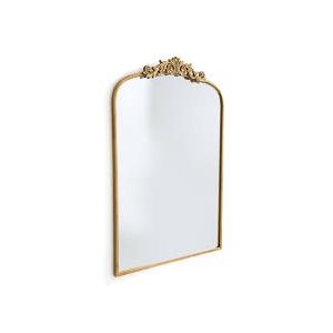 Arched Window Wall Mirror, Cathedral Style, Distressed White,  Farmhouse Grid Windowpane Mirror for Living Room Fireplace Entryway Bedroom Bathroom 