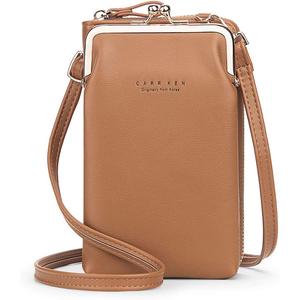 Womens Small Crossbody Bag Cellphone Purse Wallet Card Clutch Travel Pocket (Brown)
