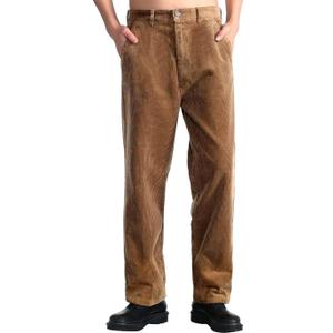 IDEALSANXUN Mens Corduroy Pants Flat Front Straight Leg Casual Pants (34W x 30L, 1-camel)