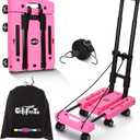 Folding Hand Truck Lightweight Hand Truck Dolly Foldable,Luggage cart with 6 Rotate Wheels, Utility Cart with Adjustable Handle,Collapsible Dolly for Moving (Pink)