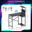 33.7 Inch Small Gaming Desk Table with LED Lights & Power Outlets, Compact L Shaped Gaming Computer Desk with CPU Stand, Drawer & Storage, Corner PC Desk for Kids, Home Office , Bedroom, Black, 33.66 x 15.75 x 43.35 inches