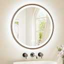 TETOTE Round Led Oil Rubbed Bronze Bathroom Mirror 24 Inch Circle Round Lighted Vanity Mirror with Lights for Bathroom Wall, 3 Color Stepless Dimmable, Anti Fog, Shatterproof, CRI 90+