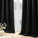 LIMON HOME Black Blackout Curtains 96 inches Long for Living Room Bedroom, Soundproof Window Treatment Black Out Drapes for Hall Room, Set of 2 Panels