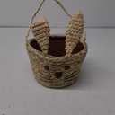 Juegoal Easter Bunny Woven Basket for Party Favors, Handmade Straw Wicker Easter Candy Eggs Baskets for Kids, Dia.9.8 x 13.8 Inch Cute Rabbit Picnic Hamper for Egg Hunt Party Gifts Toy Storage