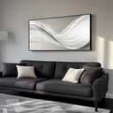 Large Framed Modern Abstract Vertical Wall Art for Living Room, Bright Style Luxury Prints Paintings Artwork for Walls, Minimalist Silver Gray Pictures for Hallway Entryway Foyer Stair Office Wall Decor 30x60 In