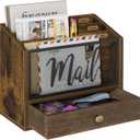 YINMIT Mail Organizer Countertop with 3 Compartments and Drawer, Mail Holder Sorter for Desk, Mail Organizer Wall Mounted, Countertop Desk Office Accessories Organizer for File Paper Folder (Brown - Style A)