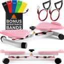 Waist Twister Machine Exercise with 5 Resistance Bands, Ab Twister Board for Weight Loss, Waist Twister with 300lbs Capacity, Noiseless and Anti-Slip - Home Gym Equipment for Women (PINK)