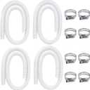Pool Pump Replacement Hose for Above Ground Pools, 4 Pack 1.25 x 59 Inch Filter Pump Hose, Compatible with Intex Filter Pump 607, 637, 330GPH, 530GPH, 1,000GPH, Includes 8 Metal Clamps, White