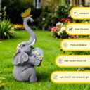 MuliVid Elephant Garden Statue Solar Lights Outdoor Garden Decor for Patio, Yard, Lawn, Balcony Elephant Decor Birthday Gifts for Women Mom Grandma Animal Lovers