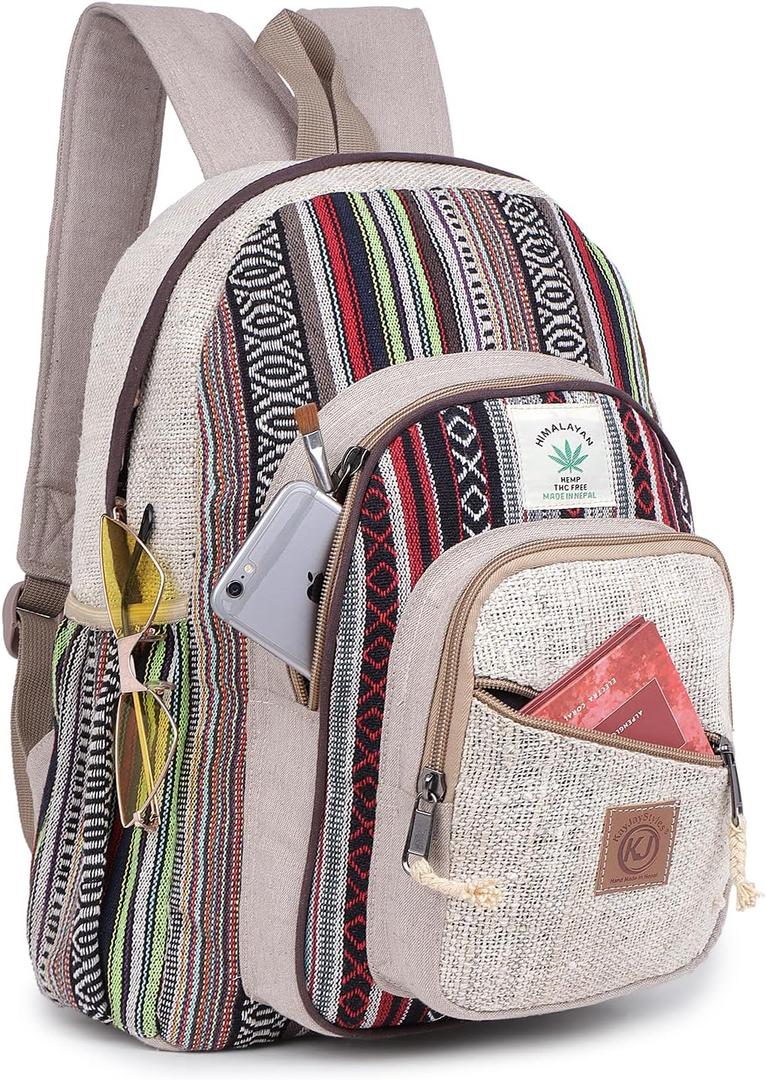 Natural Handmade Large Multi Pocket Hemp Nepal Backpack