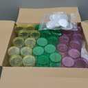 Sliner 60 Pcs 8 oz Plastic Jars with Lids Clear Round Leakproof Storage Containers Empty Refillable Plastic Mason Jars for Travel Storage Face Creams Kitchen Household Food Spice (Colorful)