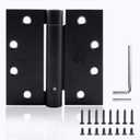 Self Closing Door Hinge 4-1/2 inch Matte Black Auto Close Hinge Adjustable 4 "x 4 " Spring Hinges Door Closer Hinge Square Corner Commercial Auto Self-Closing 2 Pieces