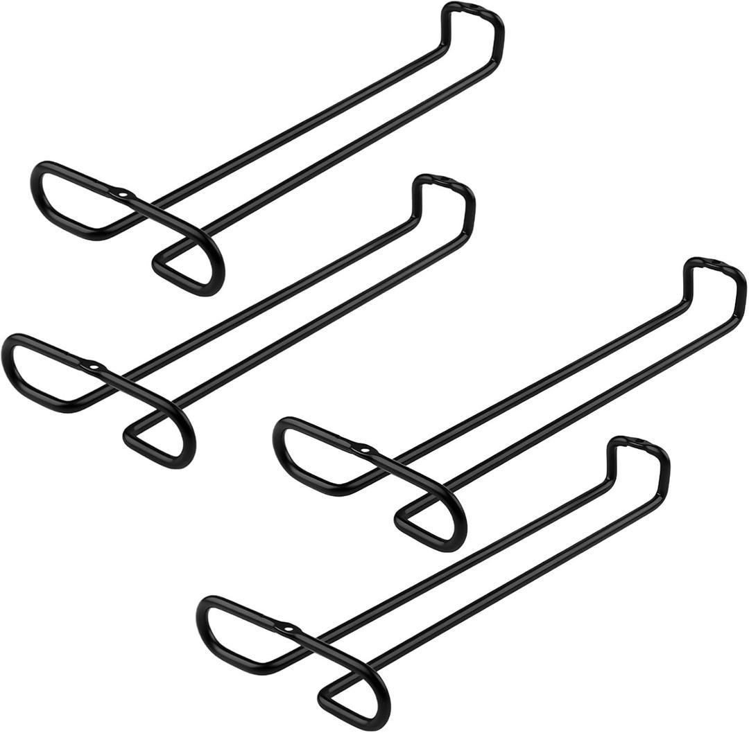 4 Pcs Iron Wine Glass Rack Under Cabinet, Hanging Wine Glass Holder, Black Metal Design for Cabinet Storage, Holds 4-6 Glasses, Ideal for Kitchen, Bar, RV, or Mini Bars