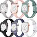 Lerobo 6 Pack Compatible with Apple Watch Band 38mm/ 40mm/ 41mm/ (42mm-Series 11 10) Women Men, Thin Narrow Soft Replacement Sport Strap for iWatch Apple Watch (Black/ Sand Pink/ Blue Gray/ Light Gray/ Pine Green/ White)