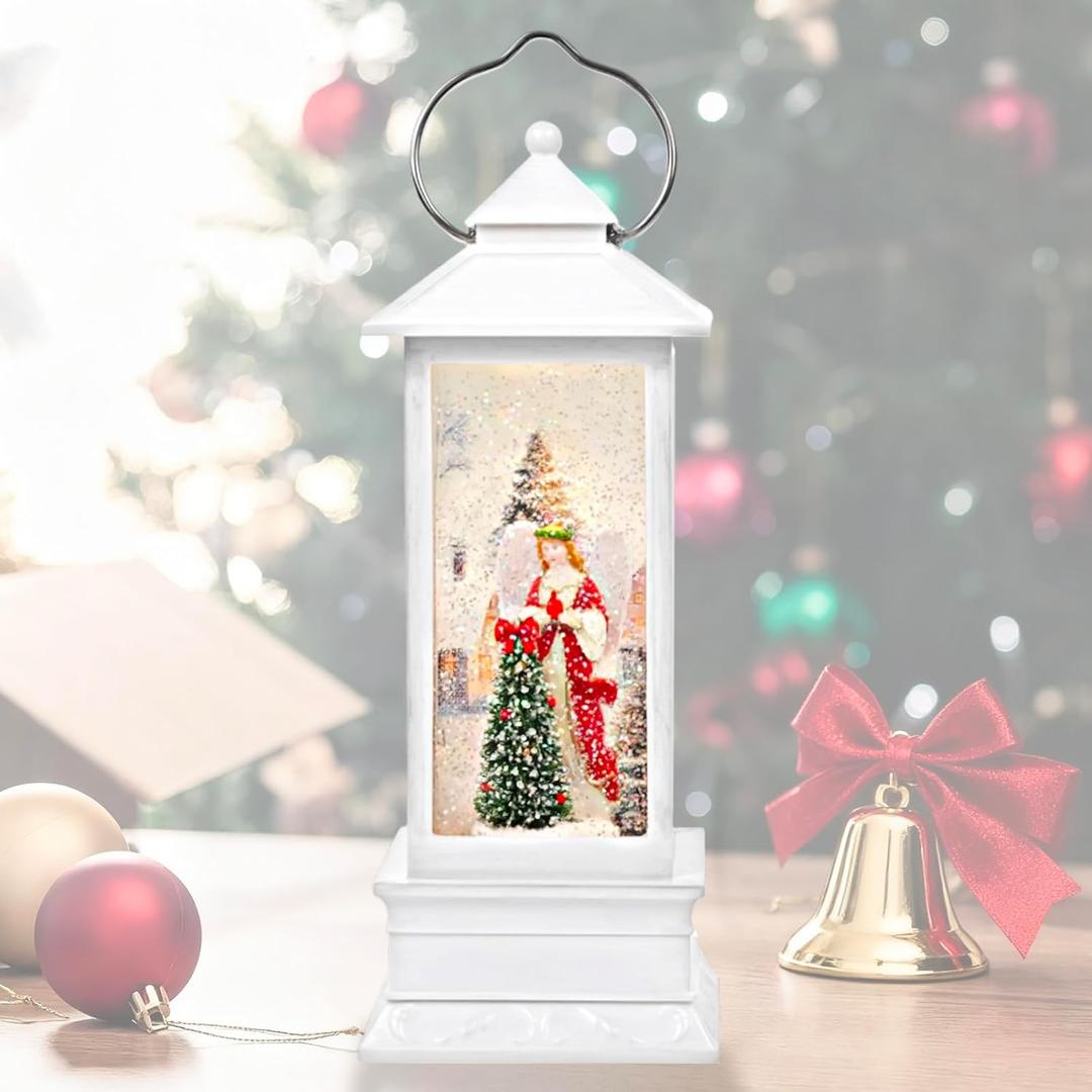 Christmas Lantern with Music and LED, for Girls Kids Women Adults, Home Tabletop Holiday Decoration (Angel/Christmas Tree Water Lantern)
