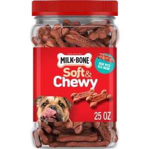 Milk-Bone Soft & Chewy Dog Treats, Made with Real Bacon, 25 Ounce Canister (EXP 04/01/27)