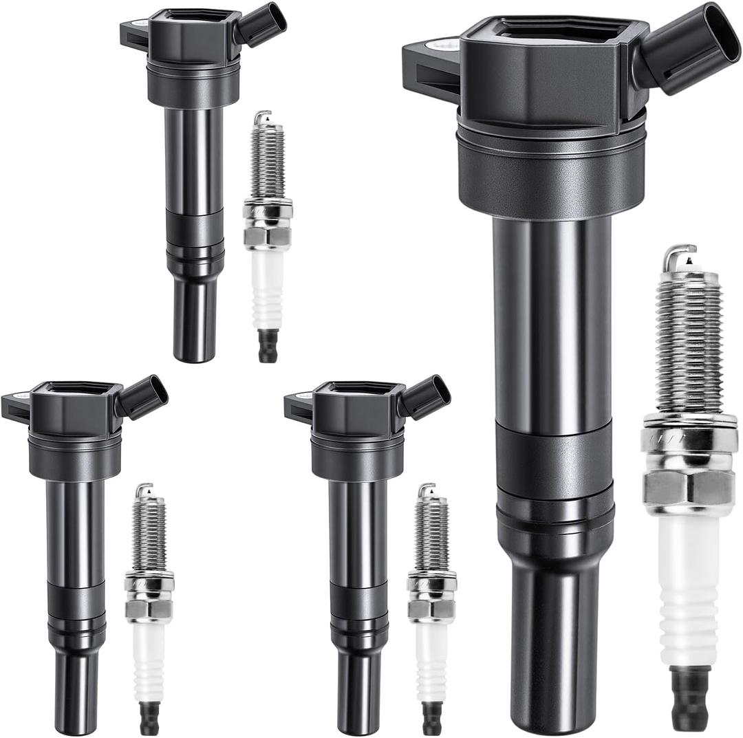 UF651 Ignition Coil Pack & 97390 Iridium Spark Plugs Compatible with 2.0L 1.8L L4 2012 2013 2014 2015 2016 2017 2018 2019 2020 Hyundai Elantra Tucson Kia Soul Forte, Set of 4 (Not for 1.6L)
