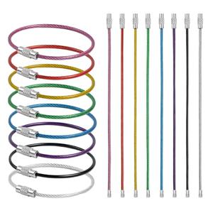 Pack of 6, LKbeuuu 16 Pack Stainless Steel Keychain Set - 2mm Coil Diameter 6in Key Chain for Hanging Luggage Tag, Keyrings, Kitchen utensils, Small Accessories(8 Colors)
