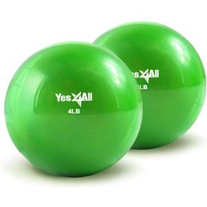 Yes4All Weighted Toning Balls for Exercise, Soft Medicine Balls for Exercise, Pilates, Yoga, Balance, Flexibility, 2-10lbs (B. (4lbs x2) Pair - Green)