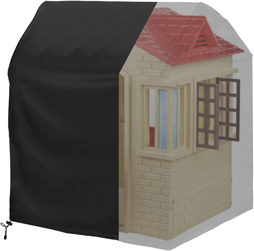 Outdoor playhouse covers waterproof, Wooden playhouse cover, 45" L x 40" W x 50" H, Rainproof, Sun Protection dust, , 420D Heavy duty oxford fabric, (Black)