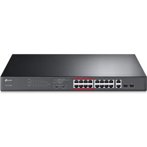 TP-Link TL-SL1218MP 16 Port 10/100Mbps Fast Ethernet PoE Switch 16 PoE+ Ports @250W, w/ 2 Uplink Gigabit Ports + 2 Combo SFP Slots, Priority, Extend & Isolation Mode, Black