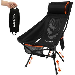 NOVSIGHT Camping Chairs - High Back Camping Chair with Adjustable Headrest and Feet, Lightweight Aluminum Frame, Breathable Mesh Folding Portable Camp Chair for Outdoor Hiking, Beach, Picnic