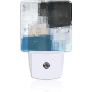 Night Light,Blue Beige Black Grey Art Painting Plug-in Night Light Auto Dusk-to-Dawn Sensor Energy Efficient LED Lamp for Room Decor,Hallway,Kitchen,Bathroom,Nursery,Stairs