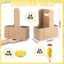 Reallnaive 24 Set Teacher Appreciation Gifts 2 Cup Drink Carrier with Greeting Card Ribbon Disposable Cup Holders with Handle for Back to School End of Year Party Favors (Brown,Stripe)