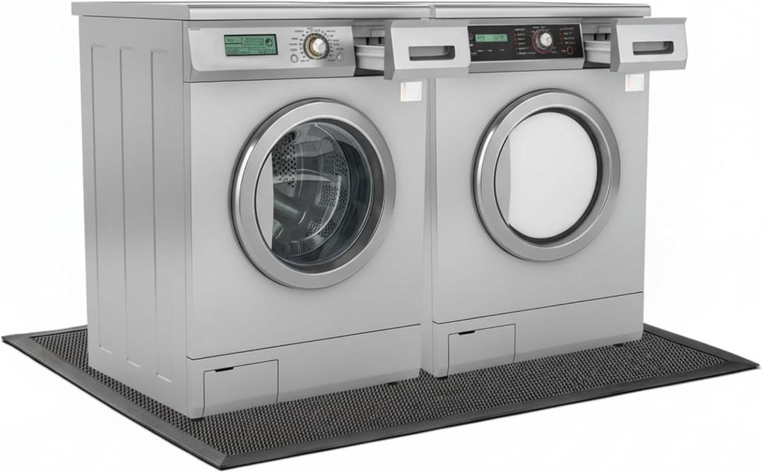 Nuanchu 10mm x 59 x 36in Extra Large and Thick Mat for Under Washer and Dryer, Waterproof Floor Pad, Laundry Machine Non-Slip Shockproof Pad for Floor Protection, Shock Absorbing, Noise Reducing