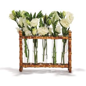 Tozai Home WTR006 Natural Bamboo Vase Includes 5 Glass Tubes