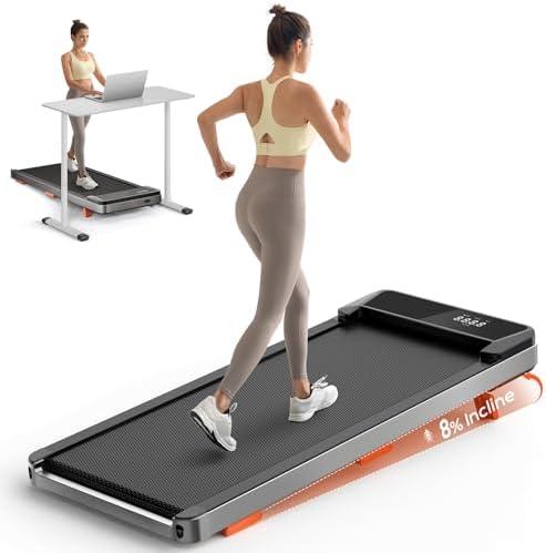 TREAFLOW Walking Pad,Treadmill with Incline for Home Office, 2.5HP Portable Under Desk Treadmill with 265 Lbs Capacity,Remote Control, Led Display