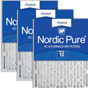 Nordic Pure 16x20x2 (15 1/2 x 19 1/2 x 1 3/4) Pleated MERV 12 Air Filters 3 Pack