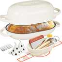 Enameled Cast Iron Dutch Oven for Bread Baking - incl. Sourdough Bread-Baking Supplies like Banneton Bread-Proofing Basket - 5QT Loaf Cast Iron Bread Oven Pan& Meatloaf Pan with Lid, Sour Sough Tools, Lame (Cream White