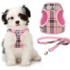 KOOLTAIL Dog Harness for Small Medium Dogs ,Dog Harness and Leash Set, Step in No Pull Soft Mesh Padded Adjustable and Reflective Pet Vest Harness Puppy, Plaid Extra Harness for XS S Dogs, Pink M (Medium (Pack of 1))