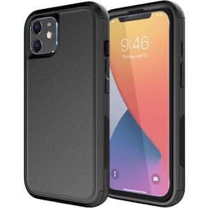 Diverbox for iPhone 11 Case [Shockproof] [Dropproof] [Tempered Glass Screen Protector],Heavy Duty Protection Phone Case Cover for Apple iPhone 11 (Black-3in1)