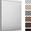 MYshade Cordless Blackout Cellular Shades, 1.5" Honeycomb Window Blinds for Bedroom & Nursery, Thermal Insulated, Noise Reducing, Privacy Shades, Inside or Outside Mount (35" W x 64" H, White)