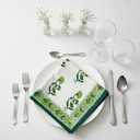 Hand Block Cloth Napkins Set of 6  Elegant Cotton Napkins for Dinner, Weddings, Reusable Everyday Use  Decorative Floral Napkins Everyday for Kitchen & Home Decor (6, Green, 20X20 Inches)