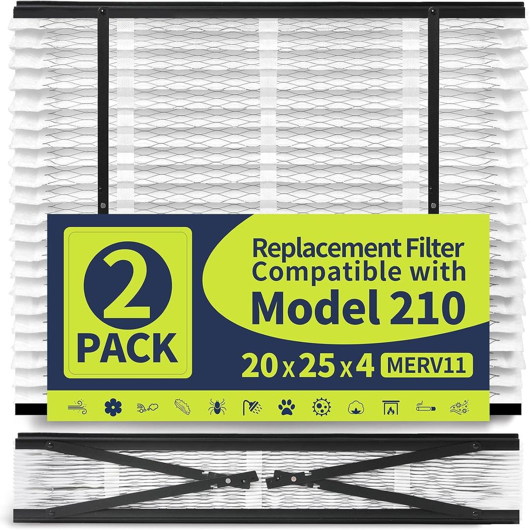 IYOUYA 2 Pack 210 Replacement Filter Compatible with AprilAire Whole House Air Purifiers 1210, 1620, 2210, 2216, 3210, 4200, MERV 11, 20 x 25 x 4 Air Filter