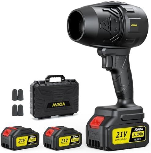 Electric Leaf Blower Cordless with 2 Battery and Charger, 300000 RPM Handheld Leaf Blowers for Lawn Care, Patio Cleaning, Blowing Leaves  Dust, Turbo Jet Blower Car Dryer, Portable/Small Leaf Blower