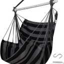 ADVOKAIR Hammock Chair Swing (500 lbs Max) - Hanging Hammock Chair Rope Swing Indoor for Bedroom, Outdoor, Patio, Bedroom, Porch, Deck - Sturdy Steel Bar with Anti-Slip Safety Rings (B Black and Grey)